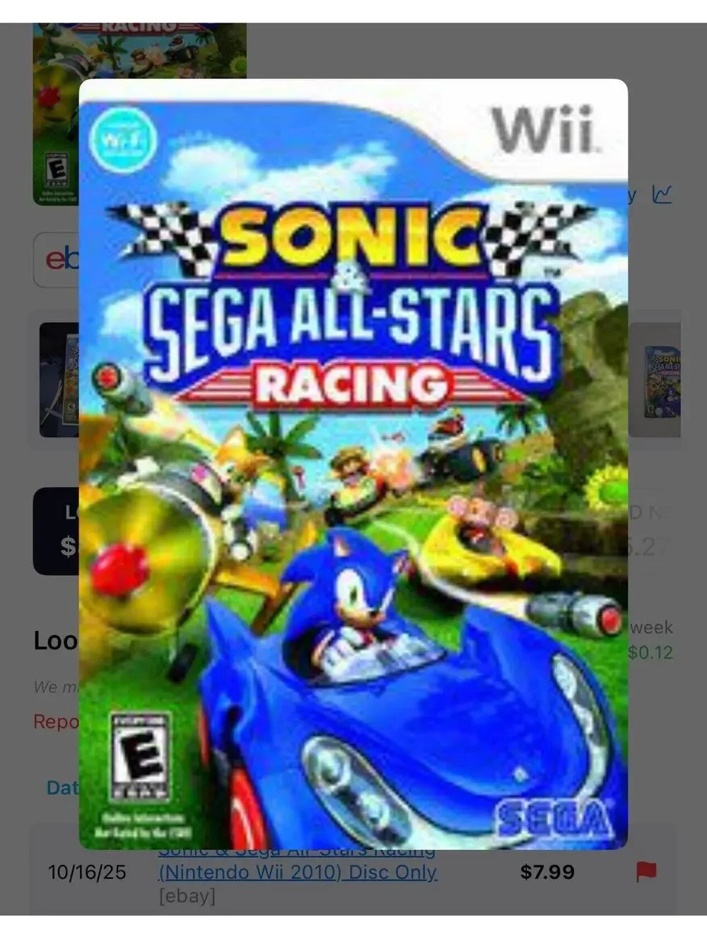 Sonic Sega All-Stars Racing for Nintendo Wii
